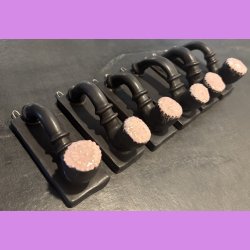 Lakridspibe - mat sort - lyserd/hvide prik top - mat sort bund.