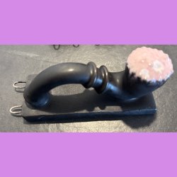 Lakridspibe - mat sort - lyserd/hvide prik top - mat sort bund.