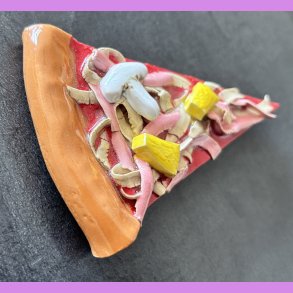 Pizza stykke med skinke, ananas og champignon uden oph�ng