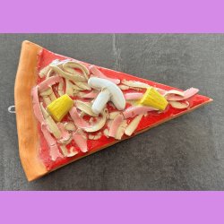 Pizza stykke med skinke, ananas og champignon med oph�ng