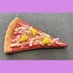 Pizza stykke med skinke og ananas med oph�ng