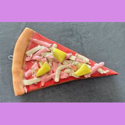 Pizza stykke med skinke og ananas med oph�ng