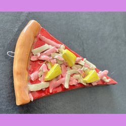 Pizza stykke med skinke og ananas med oph�ng