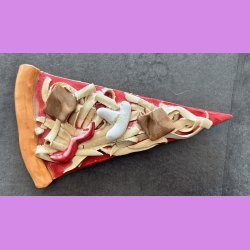 Pizza stykke med Kebab, champignon og peber frugt uden oph�ng