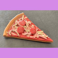 Pizza stykke med skinke og pepperoni med oph�ng