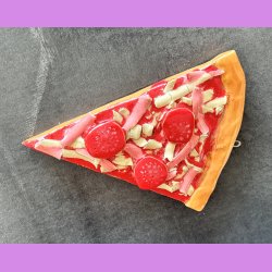 Pizza stykke med skinke og pepperoni med oph�ng