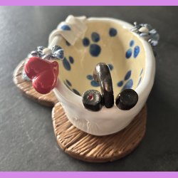 Badekar med bl� blomster og t�fler