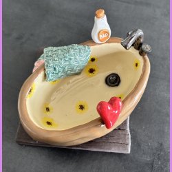 Badekar Brun med solsikker i.
