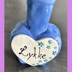 Flaske i keramik- Bl� - Lykke.