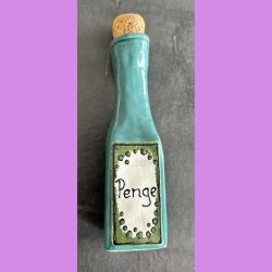 Flaske i keramik- Gr�n - Penge