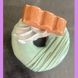 Donut med gr�n glasur og chokolade - Lille