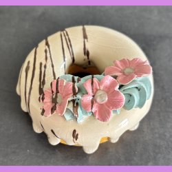 Donut med vanilie glasur og blomster - Stor