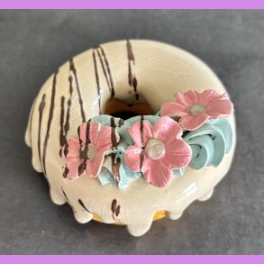 Donut med vanilie glasur og blomster - Stor