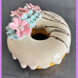 Donut med vanilie glasur og blomster - Stor