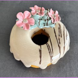 Donut med vanilie glasur og blomster - Stor