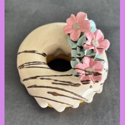 Donut med vanilie glasur og blomster - Stor