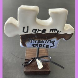 Puslebrik lysebl Med "Faith" skilt