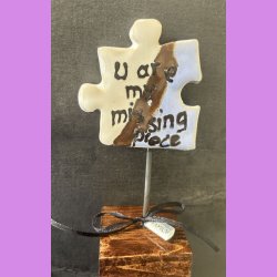 Puslebrik lysebl Med "Family" skilt