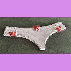Trusser - Lyselilla med r�de sl�jfer