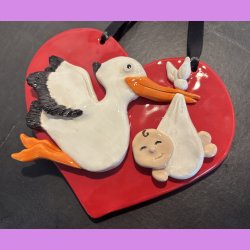 Stork p rdt hjerte med baby