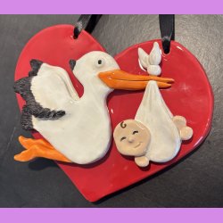 Stork p rdt hjerte med baby