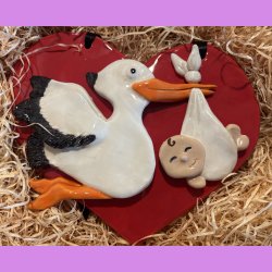 Stork p rdt hjerte med baby