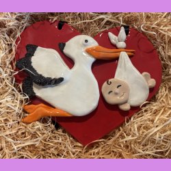 Stork p rdt hjerte med baby