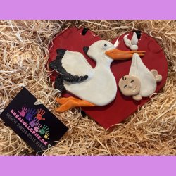 Stork p rdt hjerte med baby