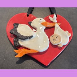 Stork p rdt hjerte med baby