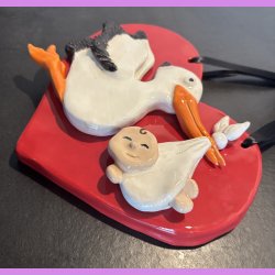 Stork p rdt hjerte med baby