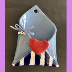 LOVE NOTE kuvert - Bl� med striber - til oph�ng.