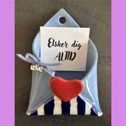 LOVE NOTE kuvert - Bl� med striber - til oph�ng.