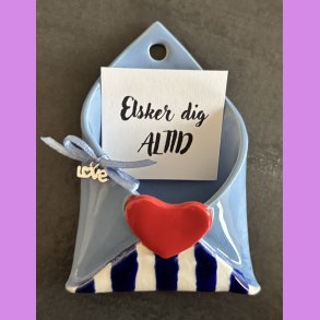 LOVE NOTE kuvert - Bl� med striber - til oph�ng.