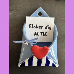 LOVE NOTE kuvert - Bl� med striber - til oph�ng.