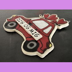  LOVE CAR - R�d med tekst. DIG OG MIG. Med oph�ng.