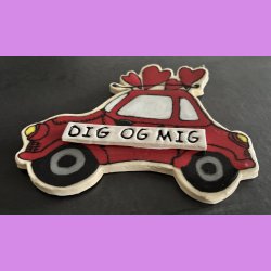  LOVE CAR - R�d med tekst. DIG OG MIG. Med oph�ng.