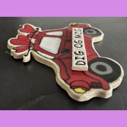  LOVE CAR - R�d med tekst. DIG OG MIG. Med oph�ng.