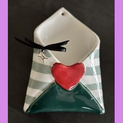  LOVE NOTE kuvert - Gr�n med striber.