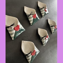  LOVE NOTE kuvert - Gr�n med striber.