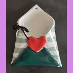  LOVE NOTE kuvert - Gr�n med striber.