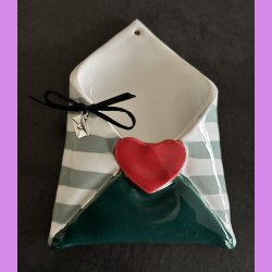  LOVE NOTE kuvert - Gr�n med striber.