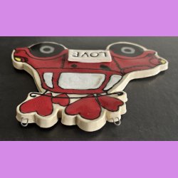  LOVE CAR - R�d med tekst. LOVE. Med oph�ng.