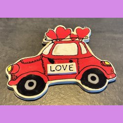 LOVE CAR - R�d med tekst. LOVE. Med oph�ng.