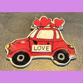  LOVE CAR - R�d med tekst. LOVE. Med oph�ng.