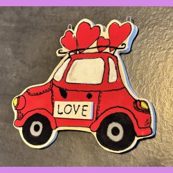  LOVE CAR - R�d med tekst. LOVE. Med oph�ng.
