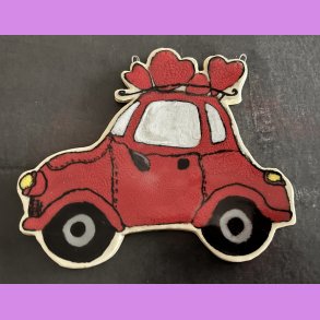 LOVE CAR - R�d med tekst. DIG OG MIG. Med oph�ng.