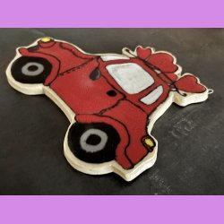 LOVE CAR - R�d med tekst. DIG OG MIG. Med oph�ng.