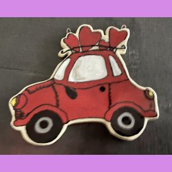 LOVE CAR - R�d med tekst. DIG OG MIG. Med oph�ng.