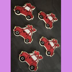 LOVE CAR - R�d med tekst. DIG OG MIG. Med oph�ng.