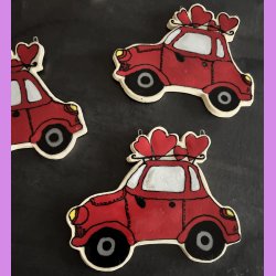 LOVE CAR - R�d med tekst. DIG OG MIG. Med oph�ng.